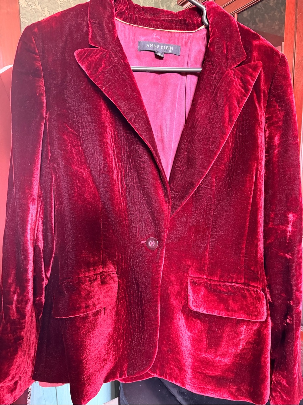 Anne Klein Burgundy Velvet Blazer